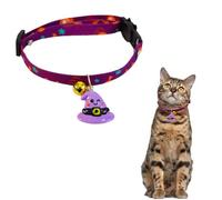Hjvvr Halloween Pet Collar,1pc Adjustable Purple Witch Hat Collar,Breakaway Cat Collar with Bell