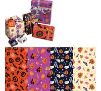 Hjvvr Halloween Wrapping Paper,4 sheets 50x70cm Purple Orange Pumpkin Paper for Birthday Halloween Party
