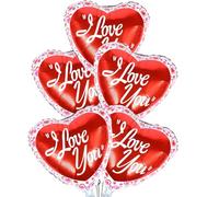 Hjvvr Heart Balloons,5pcs 18inch I LOVE YOU Balloons,Red Heart Shape Valentines Decoration for Anniversary Wedding Birthday Party