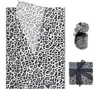 Hjvvr Leopard Print Wrapping Paper,60sheets Black and White Animal Print Tissue Paper,50x35cm Leopard Patterned Birthday Wrapping