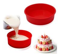 hjwanyin 2Pcs Cake Tins for Baking, Silicone Cake Moulds Round Baking Pan Non-Stick Quick Release Suitable Baking Tray for Muffins Puddings Bread(6 inch +8 inch)