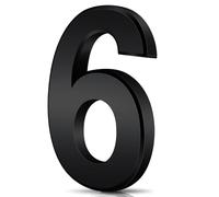 hjwanyin 3D Mailbox Numbers, Black, 6 (3D Arc Design, Waterproof, Self-Adhesive, Address Numbers)
