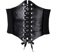 hjwanyin Corset Belt, Women Halloween Pirate Tie Belts Costume, Waist Leather Dress, Elastic Wide Lace-up Underbust Womens, Ladies Adult Body Cinch for Steampunk, Cosplay Retro Theme Party (Black)
