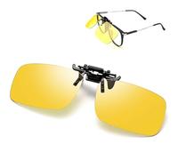 hjwanyin Polarised Clip On Night Driving Glasses, Flip-Up Yellow Lenses | Clips onto the glasses you already wear, including prescription and reading glasses; flips up when not needed.