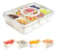hjwanyin Snackle Box, Divided Snack Tray with Lid and Handle, Tray 8 Removable Compartment Box, Reusable Snack Boxes for, Spices, Candy, Fruits, Nuts, Chips and Dip