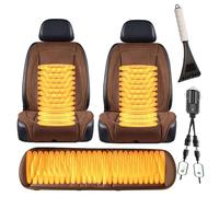 HJXBD888 Warm Car Seat Cushions for Driving Comes with snow shovel and steering wheel cover It Is the Warmest Gift for Drivers in Winter,Brown-mainseat+auxiliaryseat+backseat