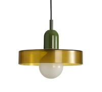 HJXDtech Vintage Colored Glass Pendant Light, 25cm Round Glass Shade with Green Top, E27 Adjustable Ceiling Hanging Lamp for Kitchen Island Dining Room Bedroom Café (Translucent Green)