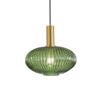HJXDtech Vintage Ribbed Glass Pendant Light Gold E27 Ceiling Lamp