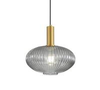 HJXDtech Vintage Ribbed Glass Pendant Light Gold E27 Ceiling Lamp