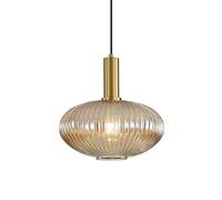 HJXDtech Vintage Ribbed Glass Pendant Light Gold E27 Ceiling Lamp