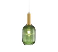 HJXDtech Vintage Ribbed Glass Pendant Light Gold E27 Ceiling Lamp