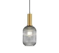 HJXDtech Vintage Ribbed Glass Pendant Light Gold E27 Hanging Ceiling Lamp