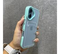 HJXXWL Card Bag Transparent Phone Case For iPhone 11 12 13 14 15 16 Pro Max Plus X Xs XR Clear Shockproof Bumber Cover,Sky Blue,For