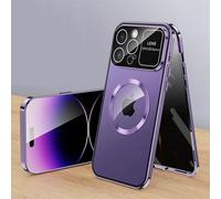 HJXXWL Suitable for IPhone16 15 14 13 12 Pro Max Plus Magnetic Metal Frame Large Window Camera Lens Privacy Glass Pho Purple