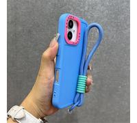 HJXXWL Wrist Strap Bracelet Lanyard Phone Case For iPhone 15 16 Pro Max 14 13 12 11 X XR XS Collision Color Lens Protector Cover,Sky