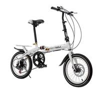 HJYBFA 16" Folding Bike Commuter Lightweight Aluminum Frame,6 Speed Rear derailleur City Compact Urban with Carrier, Folded Within 10 Seconds
