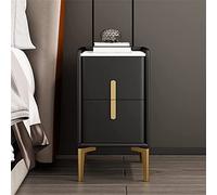 HJYBFA Black Wood, Nightstand For Bedroom White Modern Simplicity, Mini Bedside Cabinet 2 Drawer Grey, Light Luxury Ultra-narrow Italian Leather 35X40X(Color Decoratio