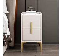 HJYBFA Black Wood, Nightstand For Bedroom White Modern Simplicity, Mini Bedside Cabinet 2 Drawer Grey, Light Luxury Ultra-narrow Italian Leather 35X40X50CM(C Decoratio