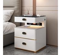 HJYBFA Dual Wireless Charging Nightstand with Bluetooth Speakers Touch Sensing 2-Layer Desktop Drawer End Table for Bedroom & Living Room
