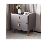 HJYBFA Elegant Faux Marble Top End Table 2 Wood Drawer Nightstand Leather Bedside Dresse 40/50cm Nordic Cabinet Side