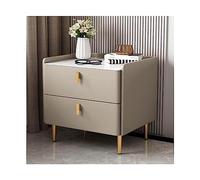 HJYBFA Elegant Faux Marble Top End Table 2 Wood Drawer Nightstand Leather Bedside Dresse 40/50cm Nordic Cabinet Side
