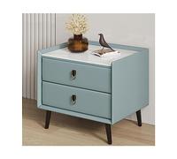 HJYBFA Elegant Nightstand Nordic Leather End Table Faux Marble Top W/2 Drawer Bedside Dresser Wooden Square Cabinet Side