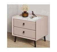 HJYBFA Elegant Nightstand Nordic Leather End Table Faux Marble Top W/2 Drawer Bedside Dresser Wooden Square Cabinet Side