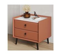 HJYBFA Elegant Nightstand Nordic Leather End Table Faux Marble Top W/2 Drawer Bedside Dresser Wooden Square Cabinet Side