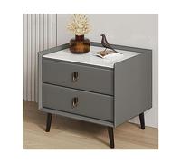 HJYBFA Elegant Nightstand Nordic Leather End Table Faux Marble Top W/2 Drawer Bedside Dresser Wooden Square Cabinet Side
