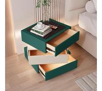 HJYBFA Elegant Rotating Nightstand with 3 Drawers End Tables Led Sensor Light Bedside Cabinet Bluetooth Speaker Side Table