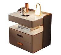 HJYBFA Elegant Smart Nightstand Wireless Charging End Table 3 Color Led Lights 2 Drawers Password Lock Wood Bedside Cabinet Side