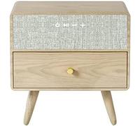 HJYBFA Elegant Smart Nightstand Wireless Charging End Table Bluetooth Speaker Dual Usb Port Wooden Drawers Bedside Cabinet Side