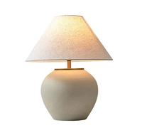 HJYBFA Handmade Ceramic Table Lamp with Southwest R Country Style Decor 22.83’’Tall Fabric Drum Shade Farmhouse Design for Living Room Bedside Nightstand Home Office