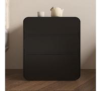HJYBFA HJYBFAWH Simple Bedroom Solid Wood Nightstand Modern Leather with 3 Drawers Cream Stylish Floor Standing Storage Cabinet No Assembly Required Bedside Cabinet,Black,50x40x56C