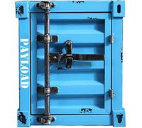 HJYBFA Industrial Style Wrought Iron, 2-layer Nightstand With Door, Retro Bedside Cabinet Black, Bedroom, Living Room, Storage Organizer Side Table 40 * 38 48cm(Color:In blue) Deco