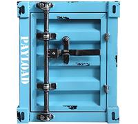 HJYBFA Industrial Style Wrought Iron, 2-layer Nightstand With Door, Retro Bedside Cabinet Black, Bedroom, Living Room, Storage Organizer Side Table 40 * 38 48cm(Color:Light blue) D