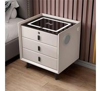 HJYBFA LED Nightstand with Wireless Charging Station, 2 USB Port, and 1 Type C, Modern Smart Fingerprint Lock Speaker(WHITE,3)