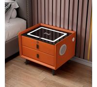 HJYBFA LED Nightstand with Wireless Charging Station, 2 USB Port, and 1 Type C, Modern Smart Fingerprint Lock Speaker(Orange,2)