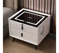 HJYBFA LED Nightstand with Wireless Charging Station, 2 USB Port, and 1 Type C, Modern Smart Fingerprint Lock Speaker(WHITE,2)