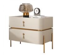 HJYBFA Mid Century Modern Nightstand|Home Decor Bedside End Table with Metal Legs And 2 Storage Drawers|Contemporary Side for Living Room, Bedroom,Beige,45cm