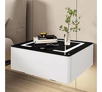 HJYBFA Modern White LED Wall mounted Nightstand with Charging Station and Lamp Slim 1 Drawer for Bedroom or Living Room.
