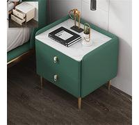 HJYBFA Small With 2 Drawers, Nightstand For Bedroom Grey, Light Luxury Slate Bedside Cabinet Pine,Simple Modern Leather Chest Of Drawers Storage (Size:50X40X48CM,Color:gre