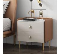 HJYBFA Small With 2 Drawers, Nightstand For Bedroom Grey, Light Luxury Slate Bedside Cabinet Pine,Simple Modern Leather Chest Of Drawers Storage (Size:50X40X48CM,Color:Ora