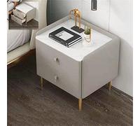 HJYBFA Small With 2 Drawers, Nightstand For Bedroom Grey, Light Luxury Slate Bedside Cabinet Pine,Simple Modern Leather Chest Of Drawers Storage (Size:50X40X48CM,Color:Kha