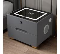 HJYBFA Smart Nightstand with Charging Station Led Cabinet 2/3 Drawers Night Stand Bedroom Furniture Small Spaces Side Endtable,Black 2tier,Right