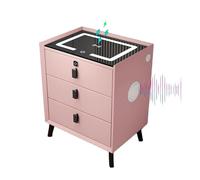 HJYBFA Smart Nightstand with Fingerprint Unlock, Built-In Speaker,Modern Wireless Charging and Usb Port, Sensor Light At The Bottom(Pink,3 drawers)