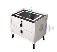 HJYBFA Smart Nightstand with Fingerprint Unlock, Built-In Speaker,Modern Wireless Charging and Usb Port, Sensor Light At The Bottom(WHITE,2 drawers)