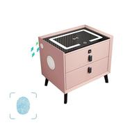 HJYBFA Smart Nightstand With Fingerprint Unlock, Built-In Speaker, Modern with Wireless Charging, Usb Port, Sensor Light At The Bottom(Pink,2 drawers)