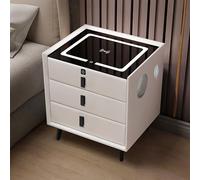 HJYBFA SMART NIGHTSTAND With Fingerprint Unlock, Built-In Speaker, Modern with Wireless Charging, Usb Port, Type-C Smart Sensor Light At The Bottom(White 2)
