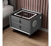 HJYBFA SMART NIGHTSTAND With Fingerprint Unlock, Built-In Speaker, Modern with Wireless Charging, Usb Port, Type-C Smart Sensor Light At The Bottom(Gray 1)